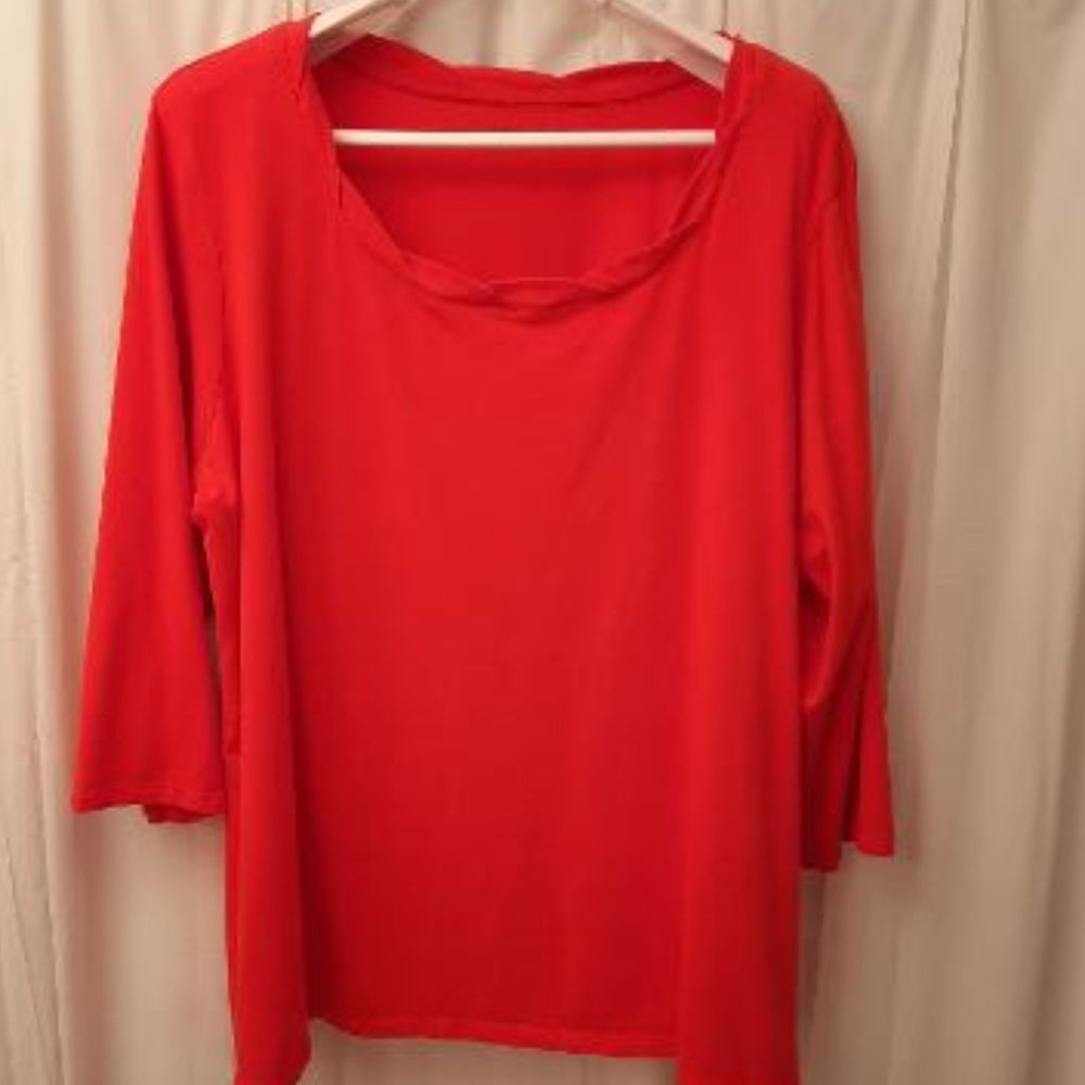 Coldwater Creek Twist Neckline Tee Orange 2X